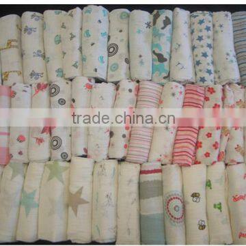 100% cotton printed muslin double layers baby muslin squares muslin wraps