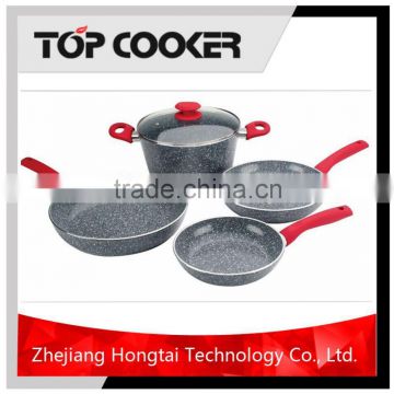 Pressed aluminum grey stone cookware with induction bottom