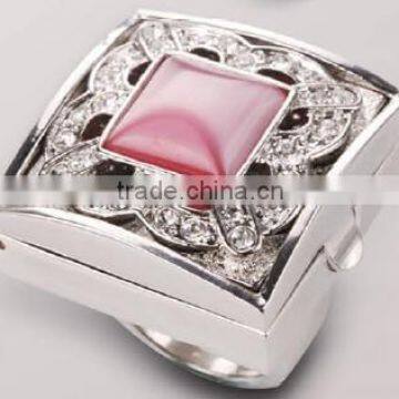 Metal vintage style square shaped solid perfume container /lip gloss ring, OEM designs accepted.<DACA9016>