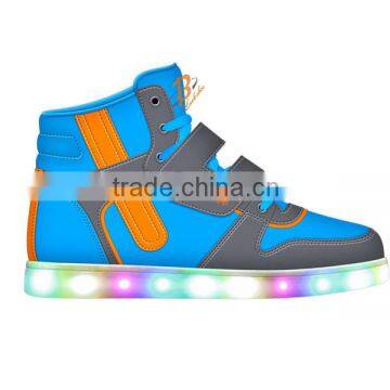 Original Design Kids LED High Top Shoes Colorful Good Quality LED Shoes for Kid Size 25-35#