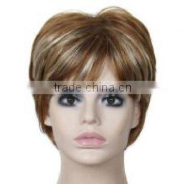 6" Female's Fiber Wig Short Straight Blonde Wig African American Realistic Synthetic Hair Wig For Women Heat Resistant