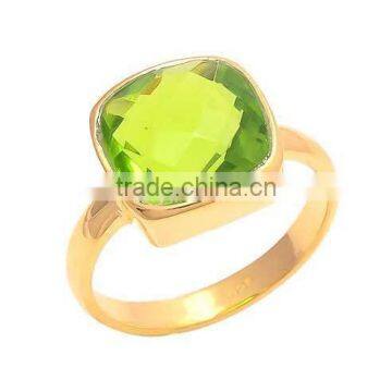 The Gopali Jewellers Peridot Quartz Gemstone Rings -Vermeil Gold