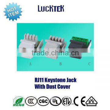 RJ11 keystone jack with dust cover