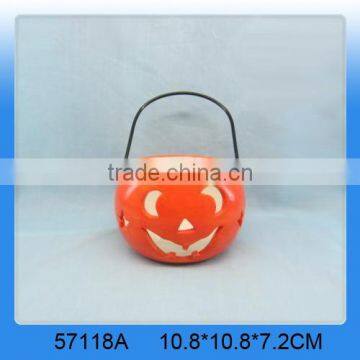 New halloween decorations,ceramic pumpkin lantern with candle