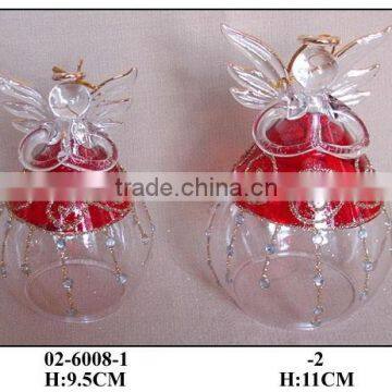 Chirstmas Hanging Glass Angel with Red Dress