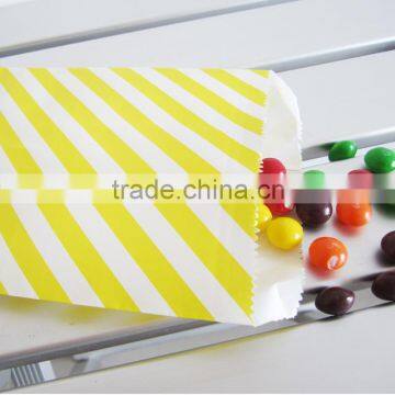 Yellow and white stripe candy bags Glassine paper bags paper Popcorn bags