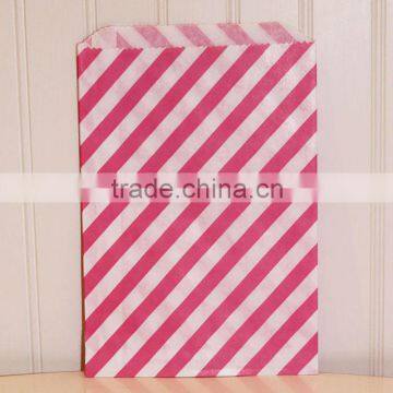 Cute bright Pink and White Diagonal Stripe Bitty Favor Bags