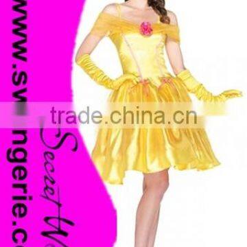 Beauty and the Beast Princess BELLE Satin Dress Outfit Adult Halloween Costume CC208