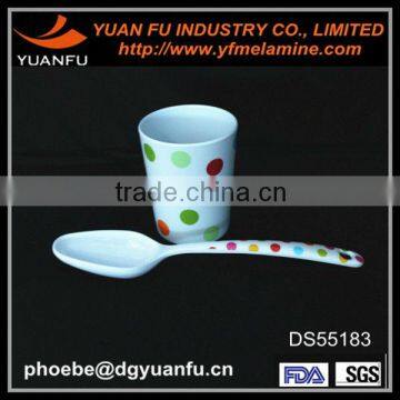 Melamine cute design cup and spoon tableware plastic