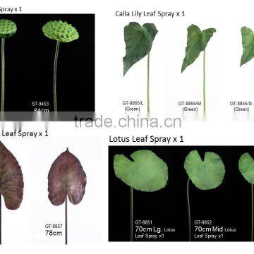 Artificial Flowers Lotus Leaf Spray, Lotus Seed Spray, Calla Lily Leaf & Caladium Leaf Spray