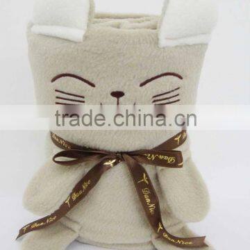 Lucky Cat with a Bow Polar Fleece Blanket