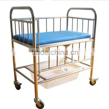 CE ISO Stainless Steel Manual Hospital Baby Bed With Mattress photo-2