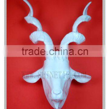 Animal head decoration goat head wall sculpture w curly long horns