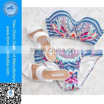 Domi Digital Printing Sexy Fashion Women Separate Swimsuit Halter Swimwear