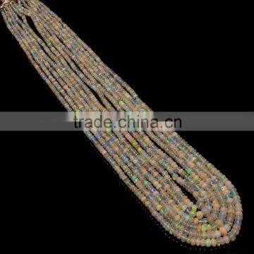 Natural High quality Ethopian opal Roundel shape gemstone Beads opal Multi strandnecklace