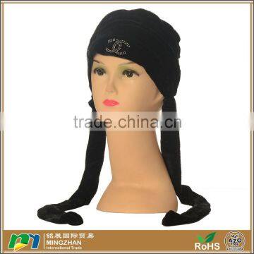 Women Black Viscose Pre Tied Hijabs Muslim Dubai Head Scarf