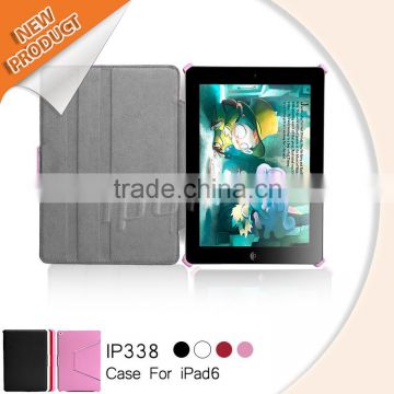 Factory supply heat setting leather tablet case for iPad 6, pu leather case for ipad air 2 new 2014