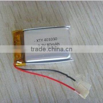 401030 3.7V battery cell polymer lithium battery 80mah li-ion battery for power bank/phone