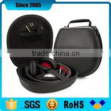 black pu leather eva headset headphone zipper case