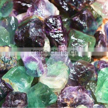 Cheapwst natural colorful 10*10mm semi precious flourite raw gravel oktaeder stone