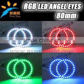 China supplier RGB led light 9-16V DC 5050SMD 4rings* 80mm led angel eyes for car rgb led ring light