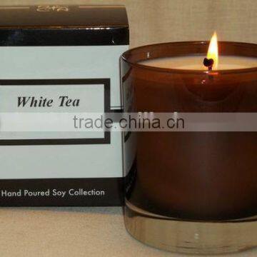 White Tea & Ginder Organic Scented Pure Soy Wax Candle in Glass Jar