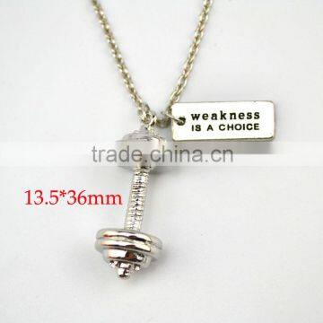 Weightlifting Barbell Strength Honour Charms Sports Gym Necklace photo-3