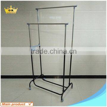 Double Pole Iron Pipe Adjustable Garment Rack Telescopic Stand Clothes Drying rack Manufacturer Supplier