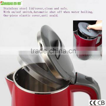 Baidu Factory Double Layer 2.0L Red Instant Boil Water Stainless Steel Kettle Larger Mouth Easy to Clean photo-3