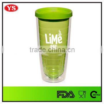 Customized large 24 oz double wall insulated clear tumbler