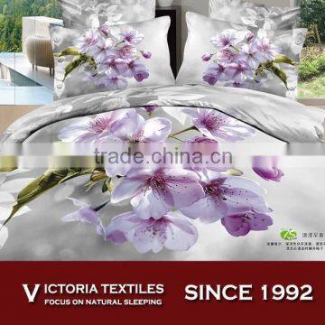 purple flower 3d printed cotton bed comforter set for master bedroom