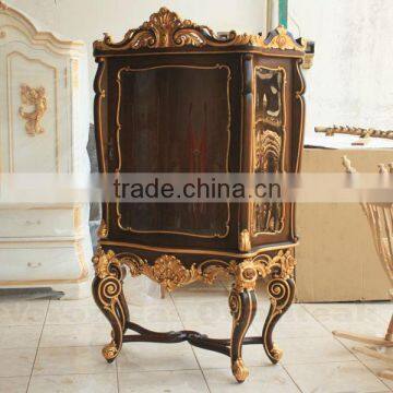 Antique Victorian Display Glass Cabinet With Gold Leaf Finish