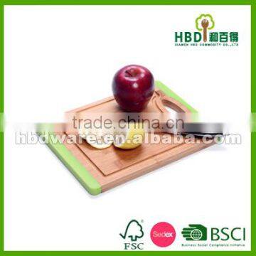 Non-slip Wood bamboo cutting board with silicone edge, bamboo and silicone cutting board