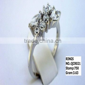 925 sterling silver ring with quality cz rhodium plating QCR021