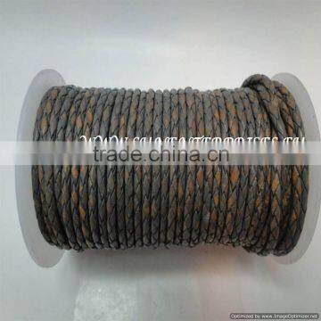 Braided Leather cords -Breided Leather cord 3mm braided Dark Grey