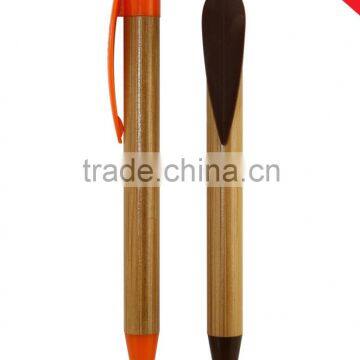 plastic clip and tip Bamboo Ballpoint Pen for promotion