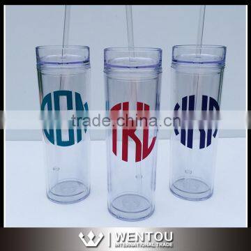 16oz Monogram Clear Skinny Tumbler