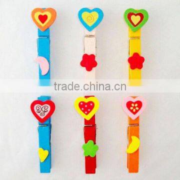 Valentine's day pegs wooden valentine clips red heart pegs for valentine's day