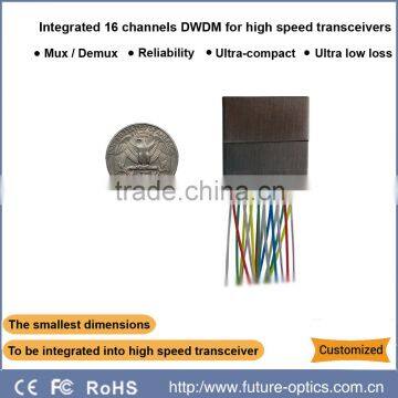 Integrated 16 channels DWDM for high speed transceivers