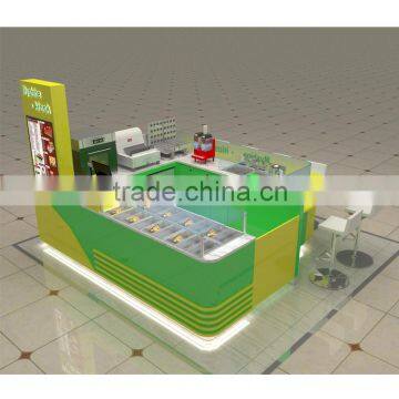 Myshine customize shoppping mall retail food station 3d bubble tea kiosk design
