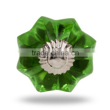 Glass small melon Knob (green) chrome