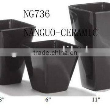 ceramic black flower pot