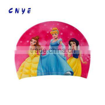 CNYE 2015 new design ICE QUEEN waterproof large size silicone swim caps,fashion adults and kids soft silicone swim cap