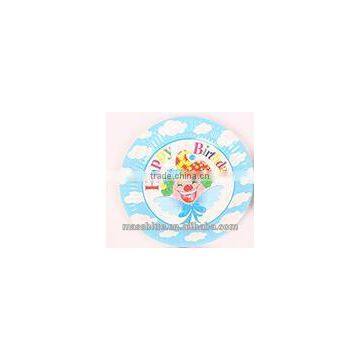 Bule color paper plate with cloud pattern for happy birthday