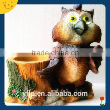 Resin Cute Owl Figurine Flower Pot Craft for Garden Decoration