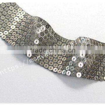 Hot Selling 4.2cm Width Bronze Embroidery Sequin Trim for Garment photo-2