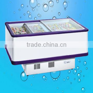 Hot sales glass top door supermarket chest freezer (ZQR-880II)