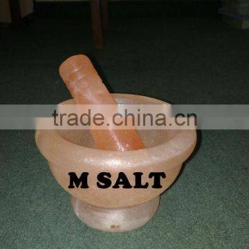 Mortar & Pestle of Himalayan Salt Rock - Food Grade