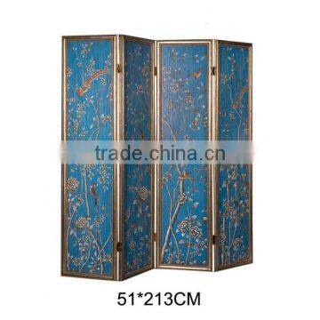 Retro Art Painting Bookcase Design Wooden Floor Screen, Creative Furniture Decorative Four Panel Folding Screen photo-3