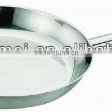 Stainless steel frying pan with induction bottom